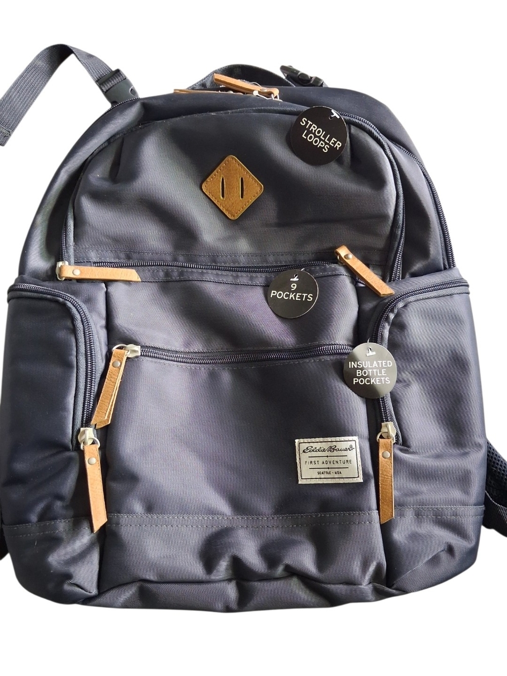 Eddie Bauer Navy Black Backpack with Tan Accents